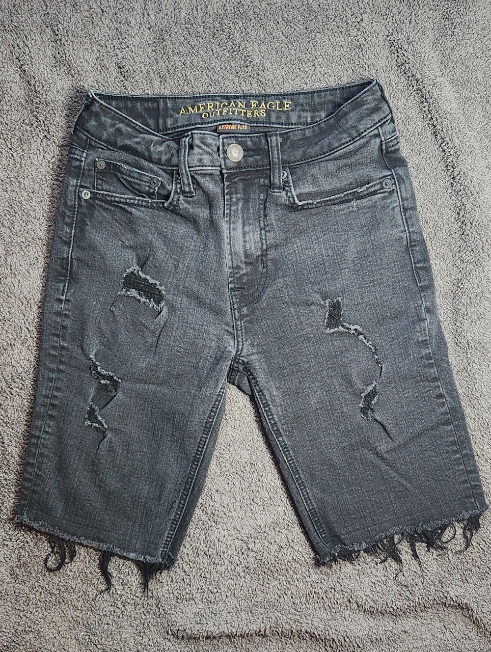 Black American Eagle Distressed Denim Shorts